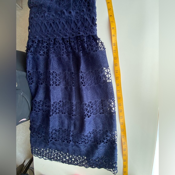 GUESS Navy Blue Lace Fit and Flare Dress Size 12 - Picture 10 of 17